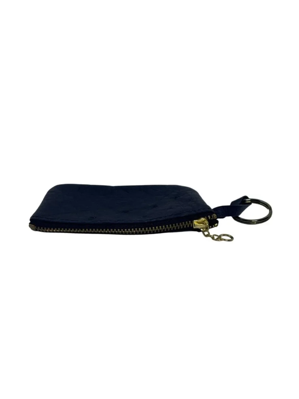 Black Ostridge Zippered Coin Purse With Key Ring (6427)